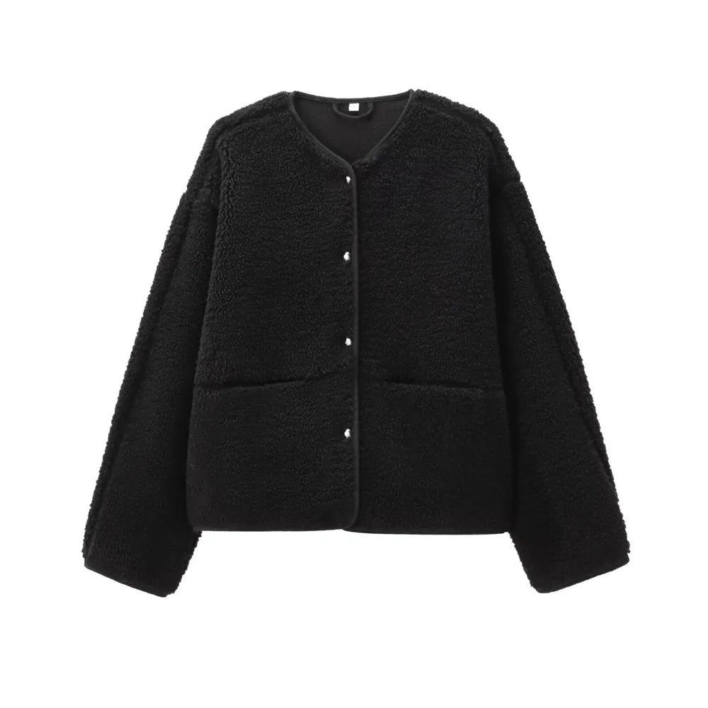 Vellavia Cosette – Teddy Fleece Snap Jacket