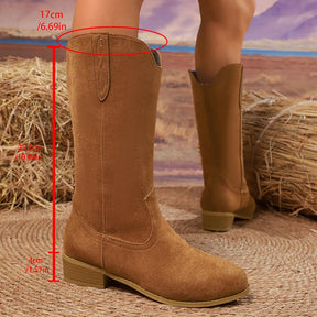 Vellavia Sienna Western Boots – Classic Embroidered Mid-Calf