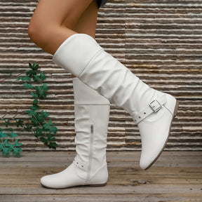 Vellavia Élodie Rider Boots – Retro Buckle Mid-Calf
