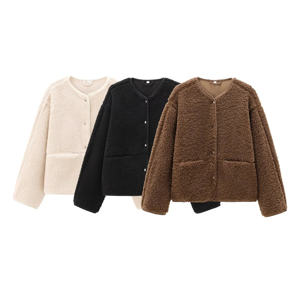 Vellavia Cosette – Teddy Fleece Snap Jacket