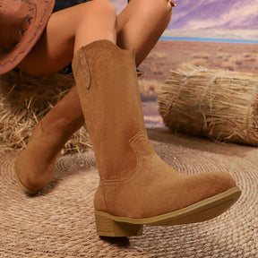 Vellavia Sienna Western Boots – Classic Embroidered Mid-Calf